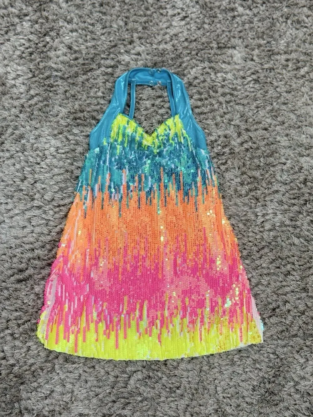 Weissman Girls Size IC 7/8 Sequin Halter Dance Dress Costume Recital Acro Neon